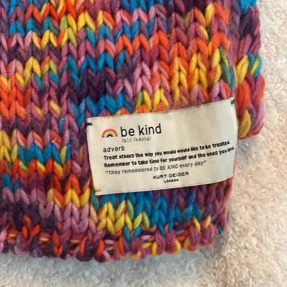 Kurt Geiger Multicolor Rainbow Knit Scarf New - Picture 5 of 5